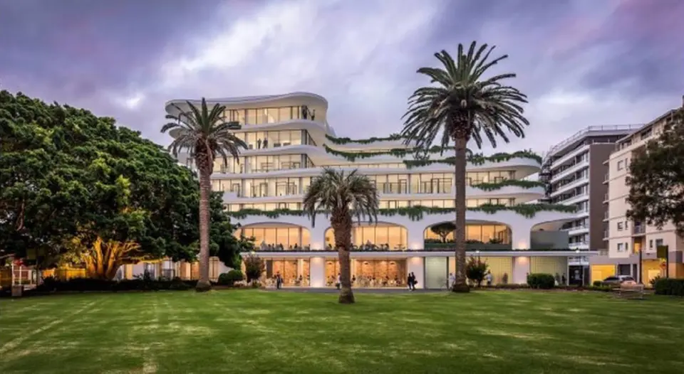 Suspended arcs and wide open windows of the PARC Pavilion in Cronulla, a hospitality venue engineered across structural and building services disciplines.